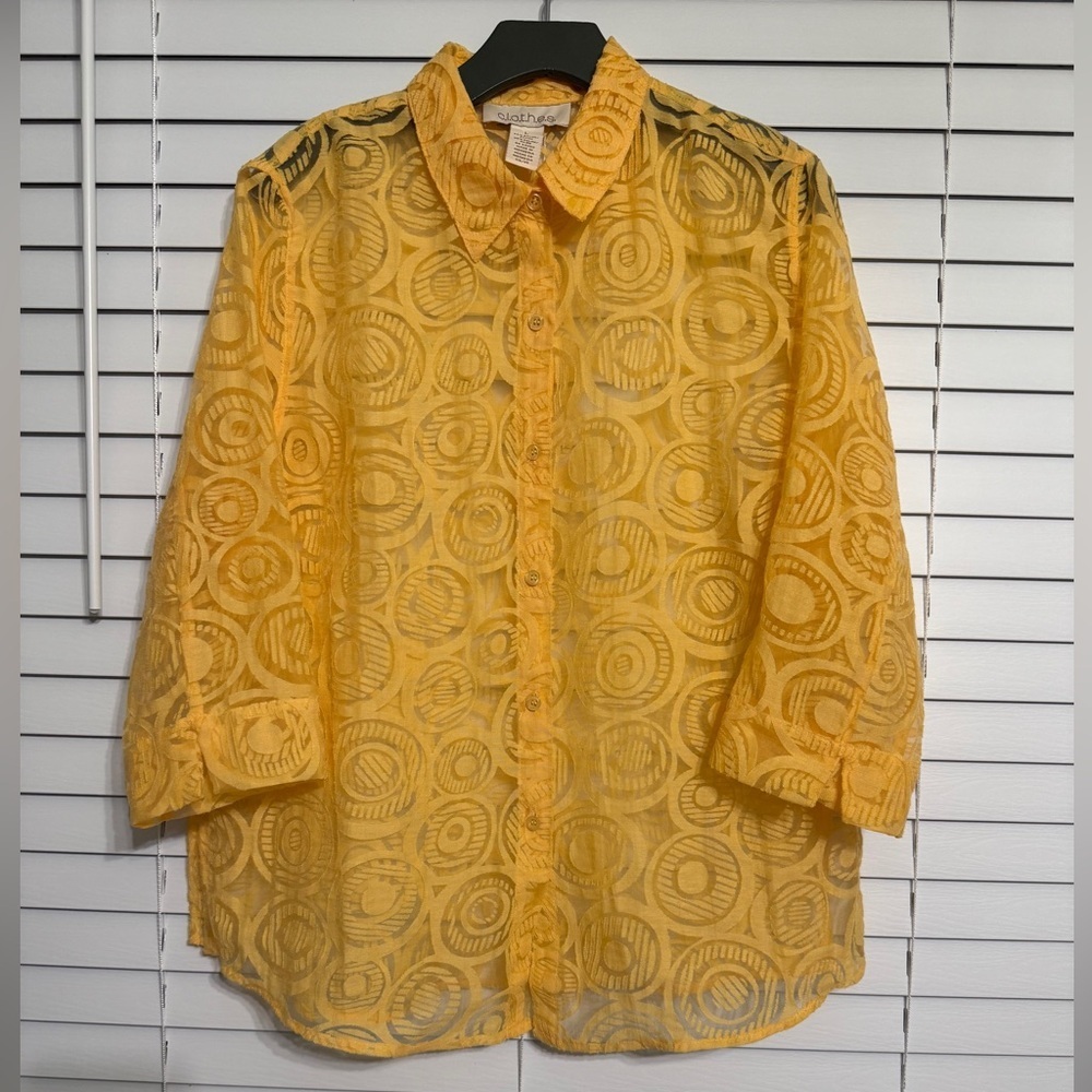 Clothes sheer button up shirt size L
